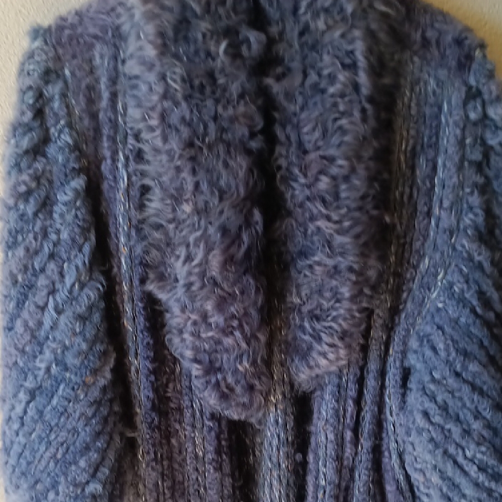 Women's Iridescent PURPLE Grey LAMB Sweater COAT Price Tag